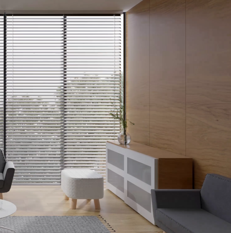 Horizontal blinds with smart motorization for precise light control